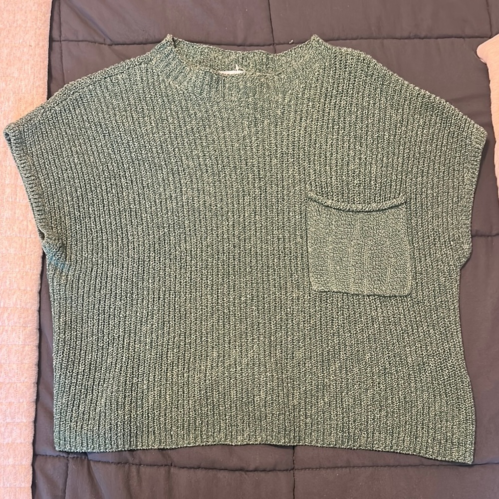 Free People Green Pocket Sweater Tee